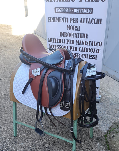 Sella dressage in doppio cuoio marrone